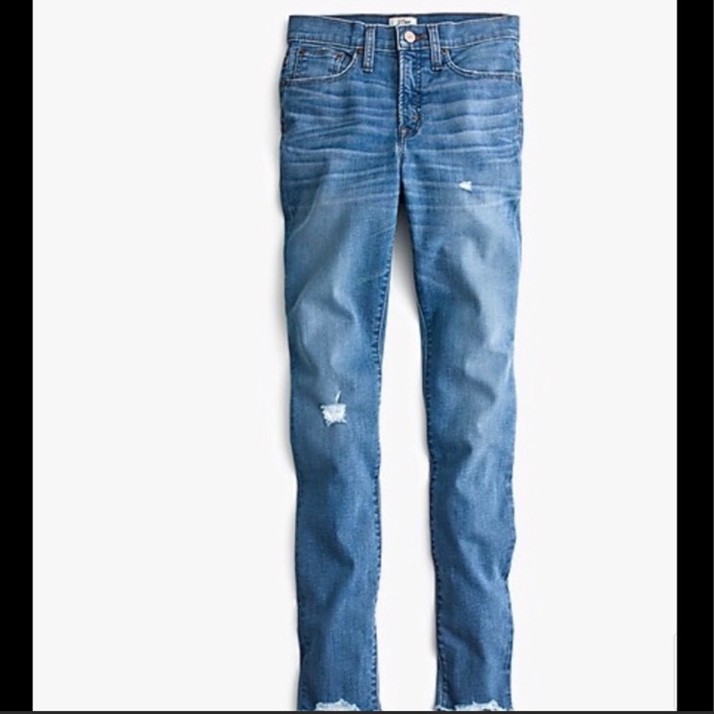 J. Crew Petite 9” High Rise Jeans with Cut Hem